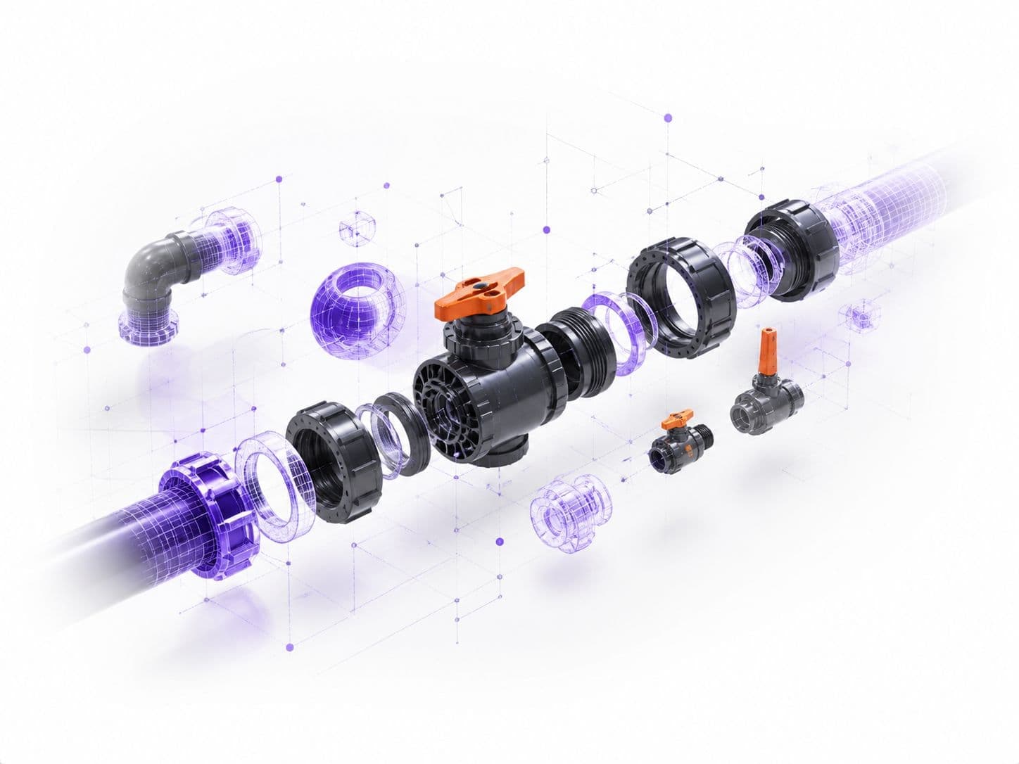 BIM piping assembly with product components and model interface
